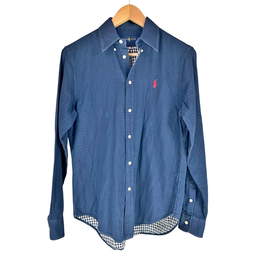 RALPH LAUREN Double-Faced Cotton Poplin Button-Down Shirt w/ Embroidered Pony M